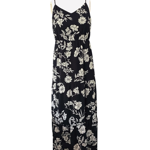 J.Crew Mercantile Black Floral Maxi Dress Sz 4 Small Sleeveless V-Neck Long - Picture 2 of 8